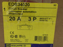 Square D EDB34020 3 Pole 20 Amp 480Y/277V Type EDB Circuit Breaker