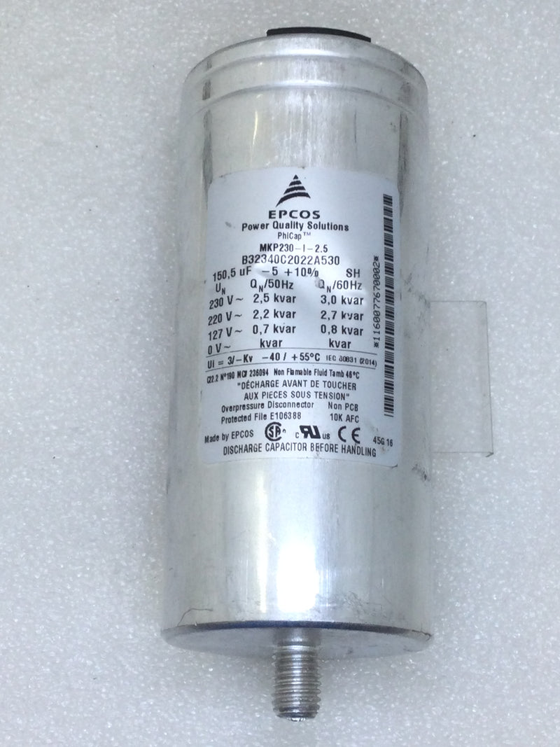 EPCOS B32340C2022A530 PhiCap Oval Capacitor 150,5uf -5+10% 230 VAC (MKP230-I-2.5)