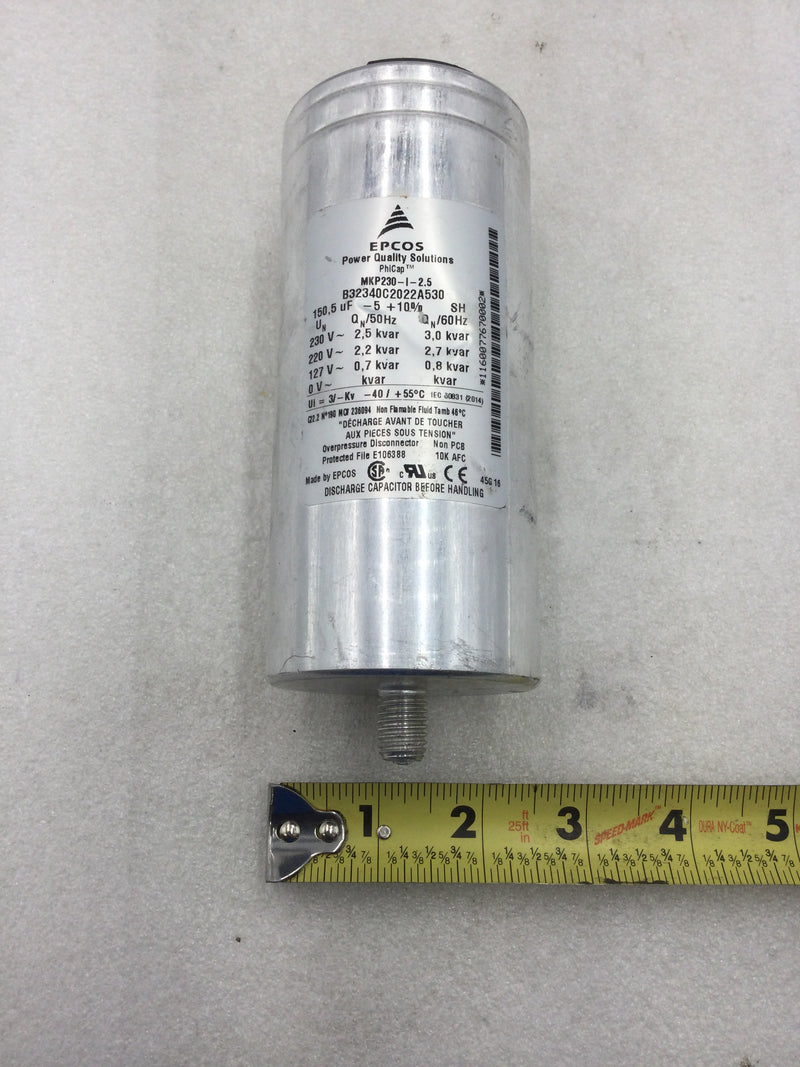 EPCOS B32340C2022A530 PhiCap Oval Capacitor 150,5uf -5+10% 230 VAC (MKP230-I-2.5)