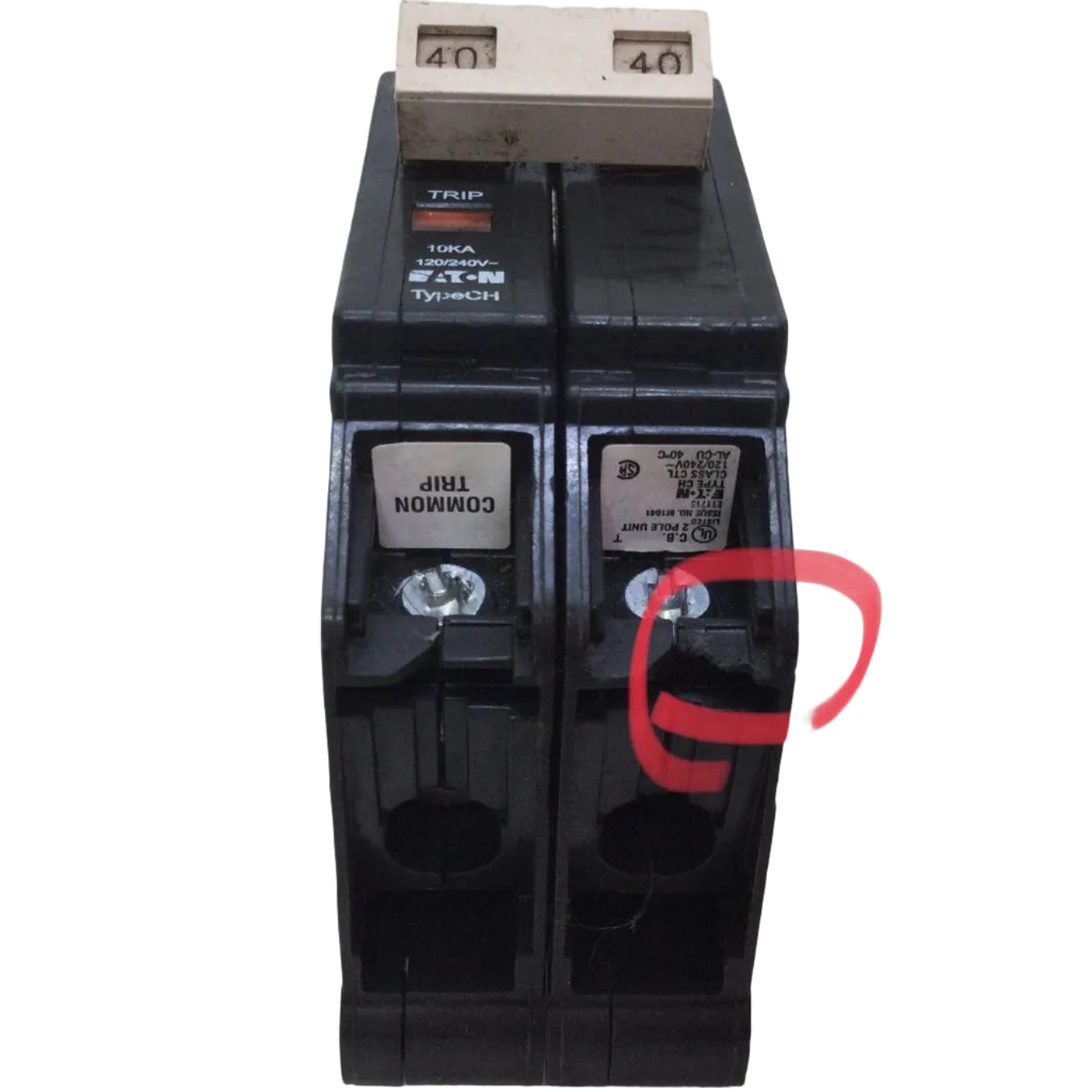 Disjoncteur Bipolaire Eaton CHF240 40A Avec Borne à Drapeau - Pour Circuits 120/240V AC, Neuf Sous Blister