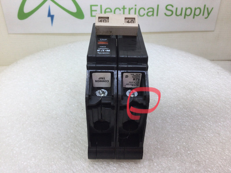 Eaton CHF240 40 Amp 2 Pole Breaker w/Trip Indicator - Plastic Foot - Flawed