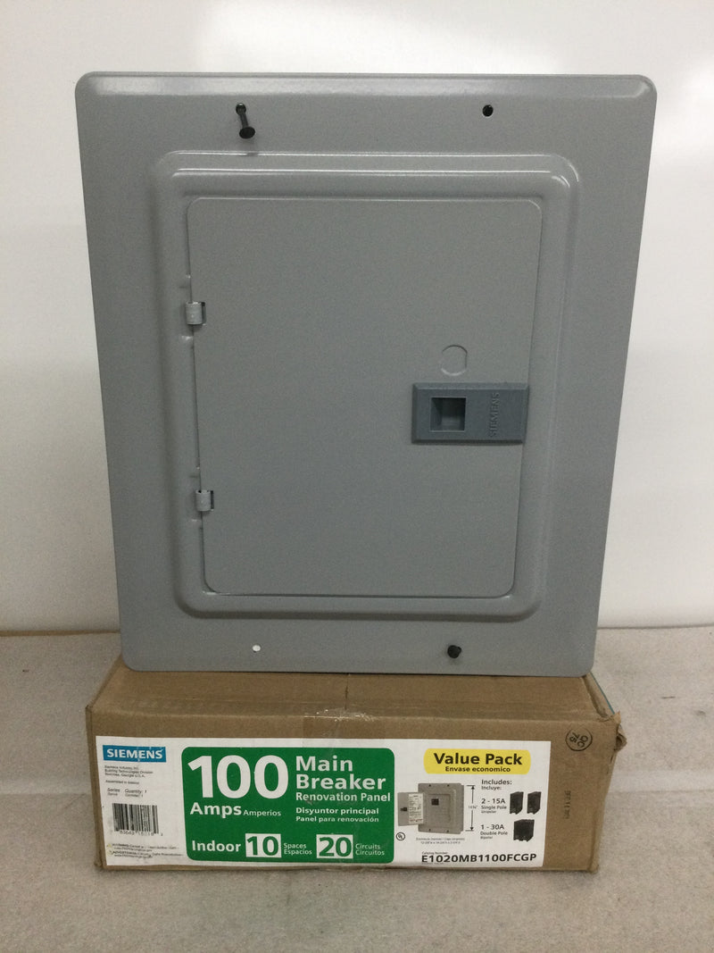 Siemens E1020MB1100FCGP 100 Amp 120/240Volt, 1 Phase 3 Wire 10 Space 20 Circuit Indoor Load Center