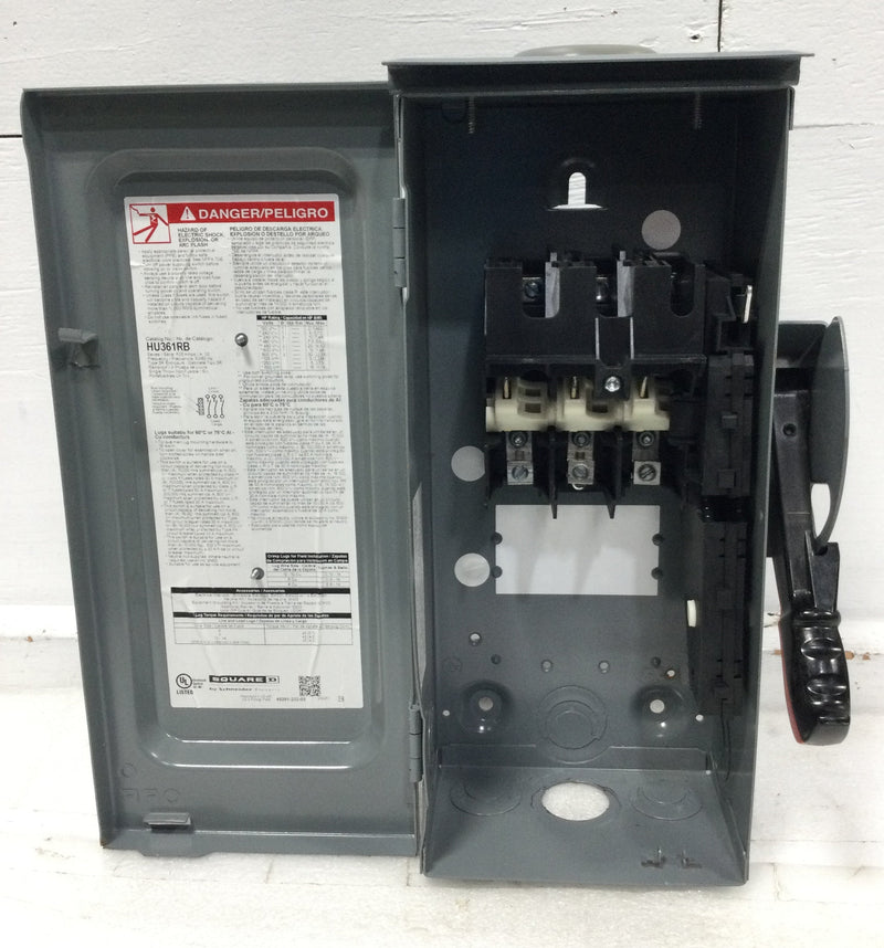Square D HU361RB 30 Amp 3 Phase 600V Non-Fused Safety Switch 15" x 7 1/2"