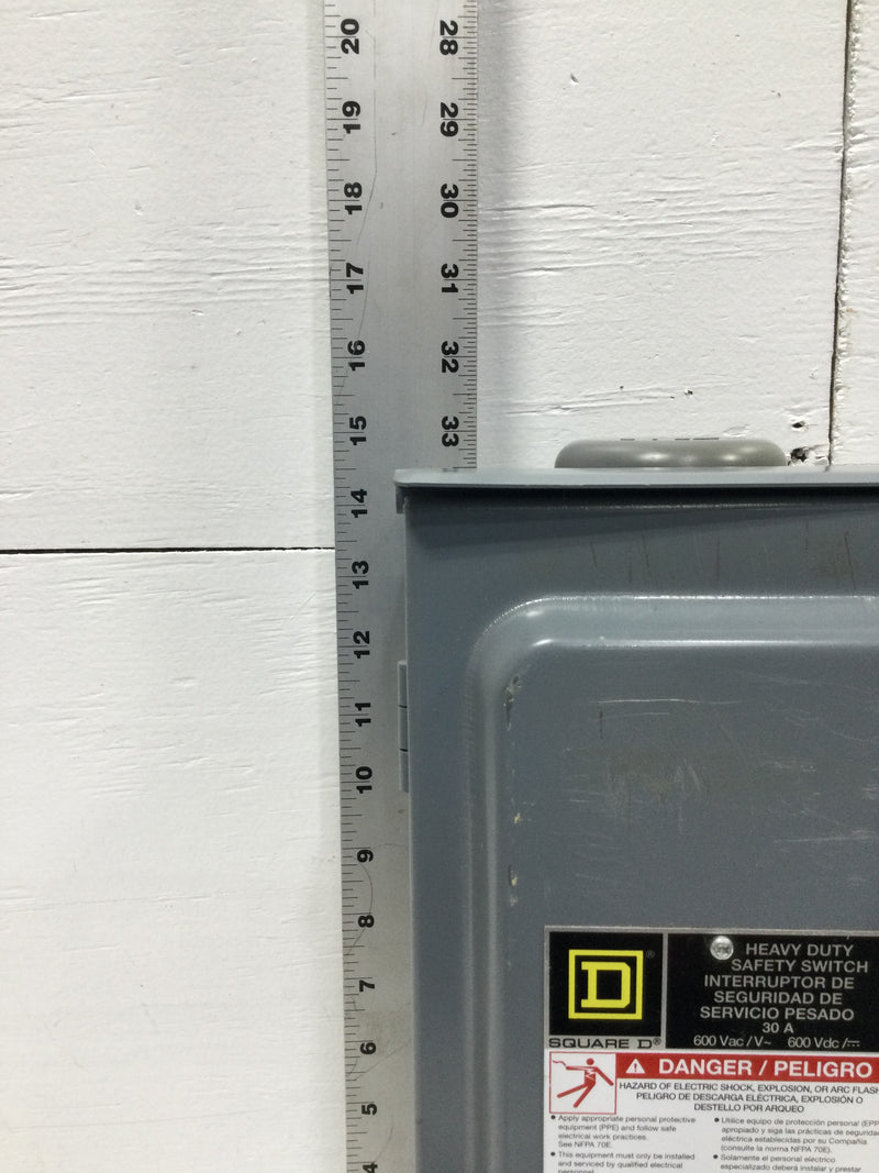 Square D HU361RB 30 Amp 3 Phase 600V Non-Fused Safety Switch 15" x 7 1/2"
