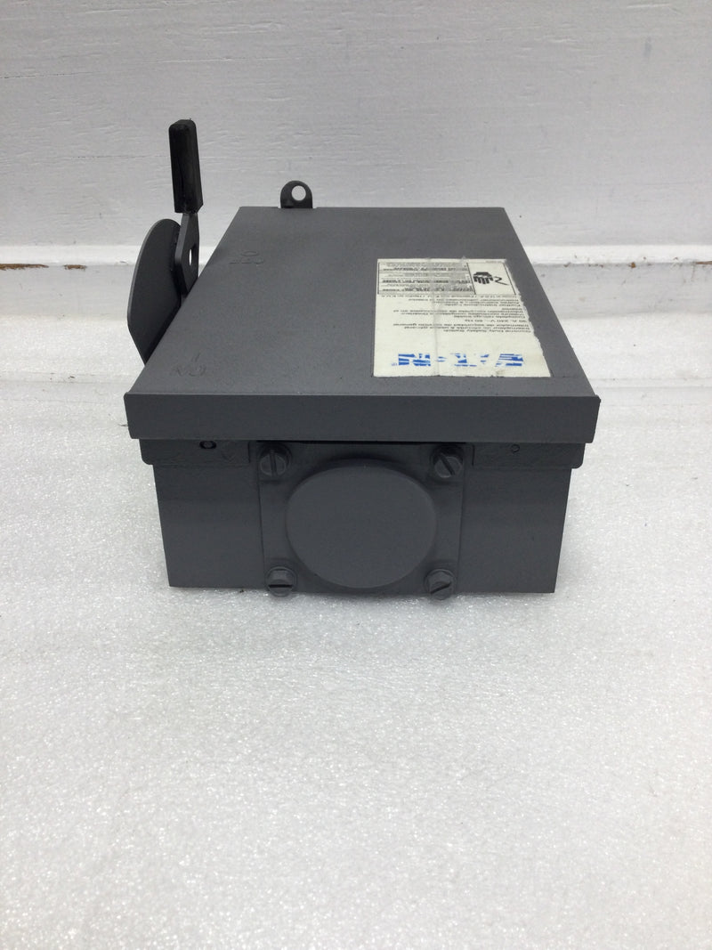 Eaton/Cutler-Hammer DG321NRB 30 Amp 3 Phase 240V Safety Switch 10 7/8" x 6 3/4"