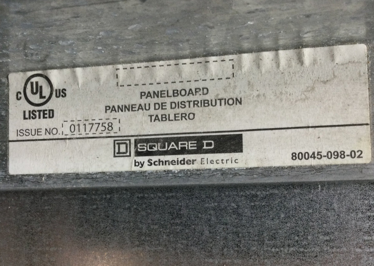 Square D Type NQ 225 Amp 3 Phase 4 Wire 208Y/120V NQ Panelboard 21 Spa