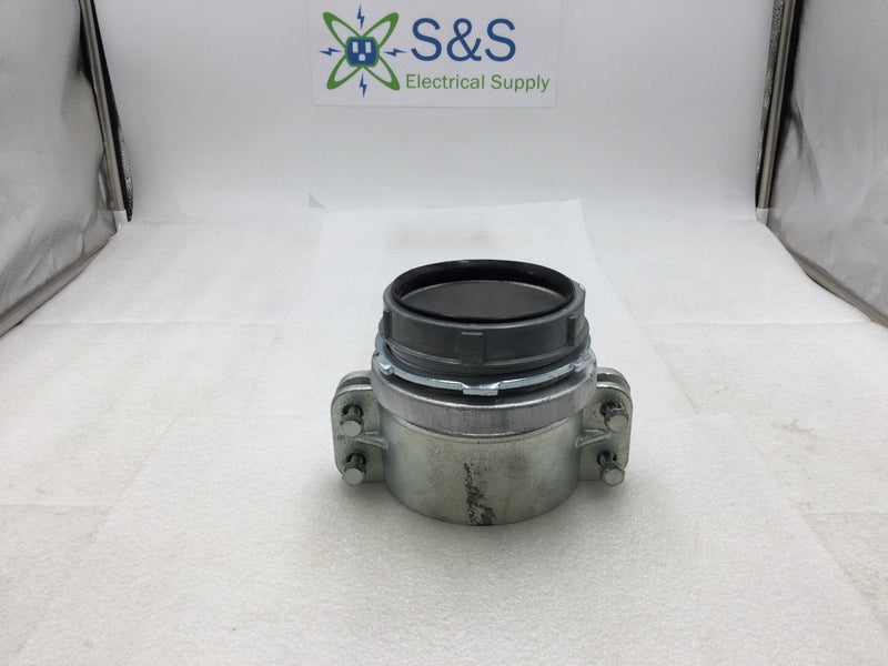 4" Malleable Flexible Conduit Squeeze Style Connector with Insulated Bushing