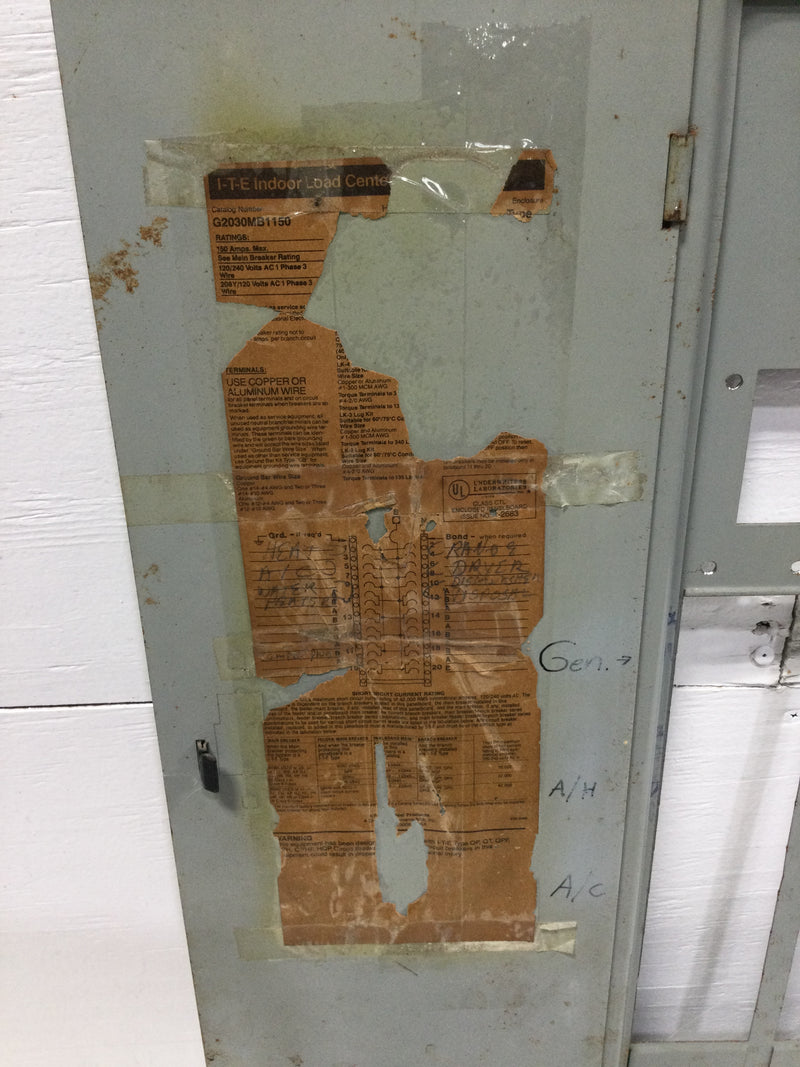 ITE G2030MB1150 150 Amp 22 Space 120/240V Panel Door w/Main 28" x 15 1/2"