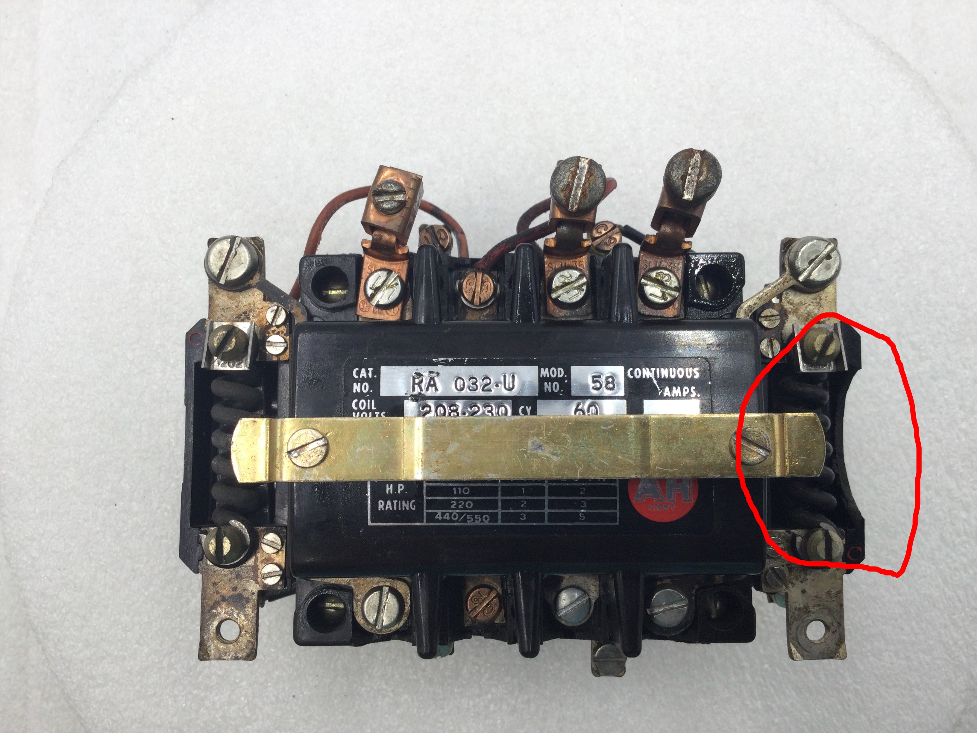 Arrow-Hart RA 032-U 20 Amp 3 Pole 110-550V 1-5 HP Contactor w/208-230V