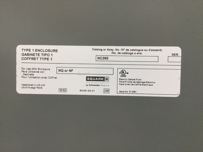 Square D NC26S  Surface Mount Panelboard Indoor Cover 26 1/8" x 20 1/8"