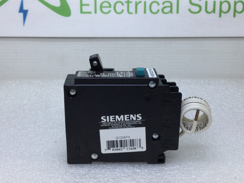 Siemens Q120AFH 20 Amp 1 Pole 120V Type QAFH 22KA Arc Fault Circuit Breaker