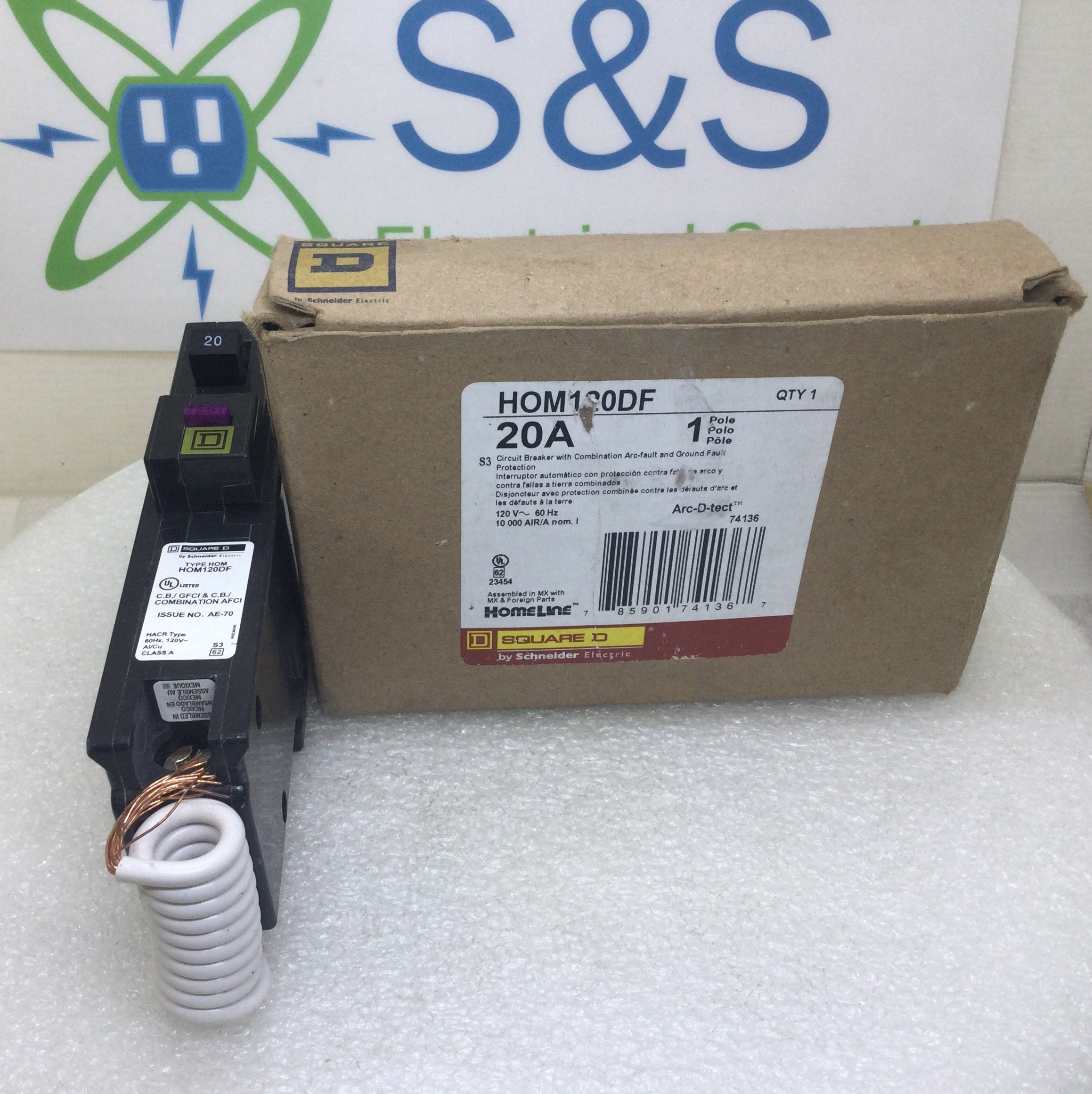 Square D HOM120DF 20 Amp 1 Pole 120V GFCI Circuit Breaker