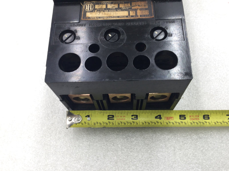 ITE FJ3A225L 225 Amp 3 Pole 600V Circuit Breaker w/Adjustable Trip