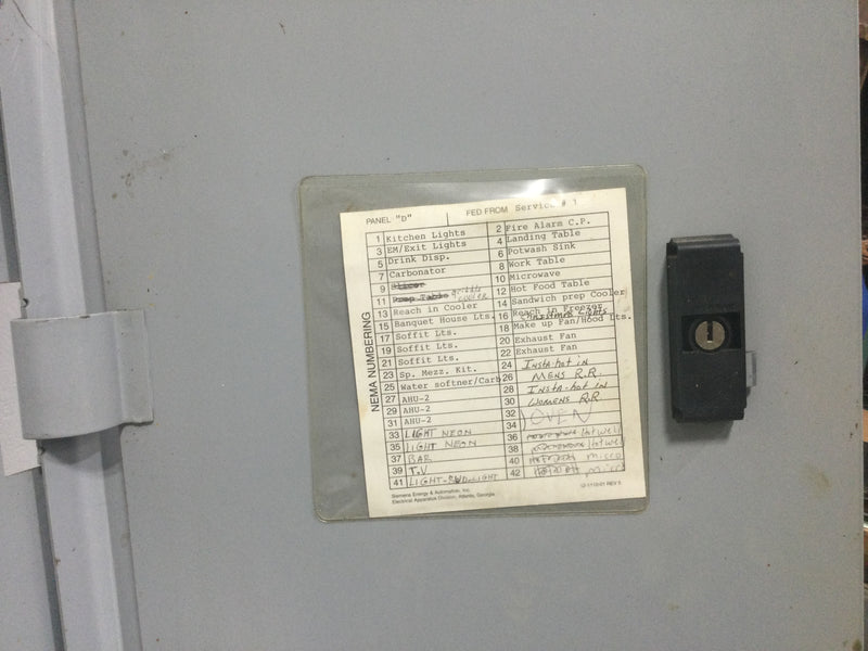 Siemens P1C42FX225CTS 225 Amp 42 Space 120/240V Panel Door Only 44 1/8" x 20"