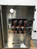 Square D 82345DS 400 Amp 3 Pole 600 VAC Double Throw Non-Fusible Stainless Steel Nema 4/4X Safety Switch