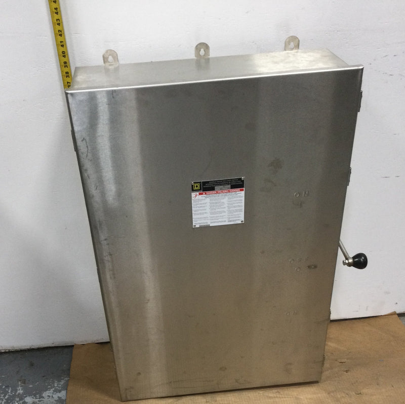 Square D 82345DS 400 Amp 3 Pole 600 VAC Double Throw Non-Fusible Stainless Steel Nema 4/4X Safety Switch