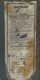 Bryant B20-20ROM 100 Amp 24 Space 120/240V Dead Front w/Main 18 1/8" x 12"