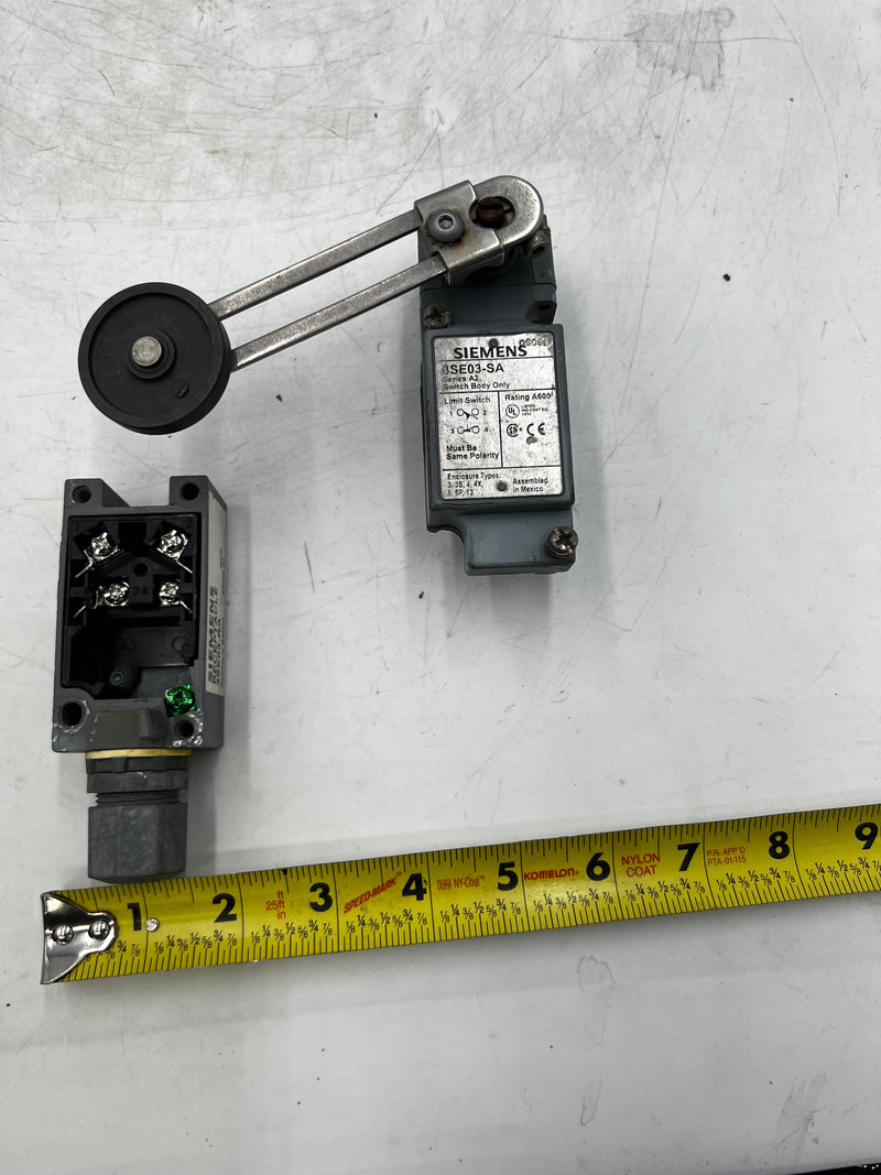 Siemens Limit Switch Assembly 3SE03-SA with DR1 Momentary Head