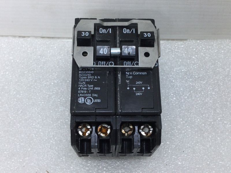 Cutler Hammer BQ230240 Quad Circuit Breaker 30/40 Amp 120/240 Vac