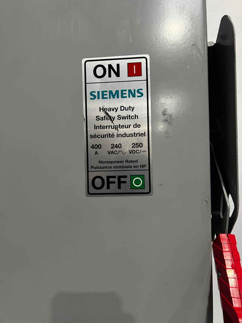 Siemens HF325NRA 400 Amp 240 Volt 3 Pole Fusible  Heavy Duty Safety Switch