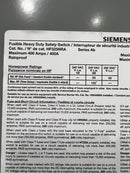 Siemens HF325NRA 400 Amp 240 Volt 3 Pole Fusible  Heavy Duty Safety Switch