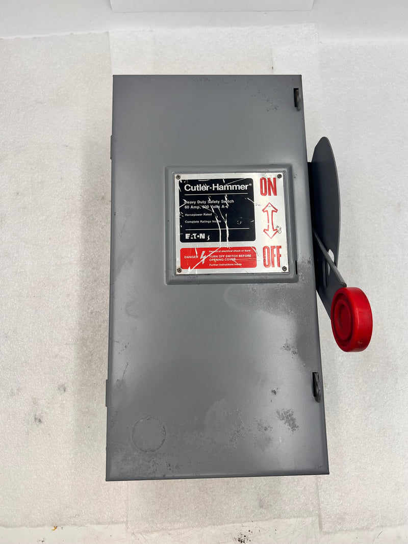 Eaton/CutlerHammer DH362FGK, 60A, 3 Pole, 600VAC, Fused, Nema1 Safety