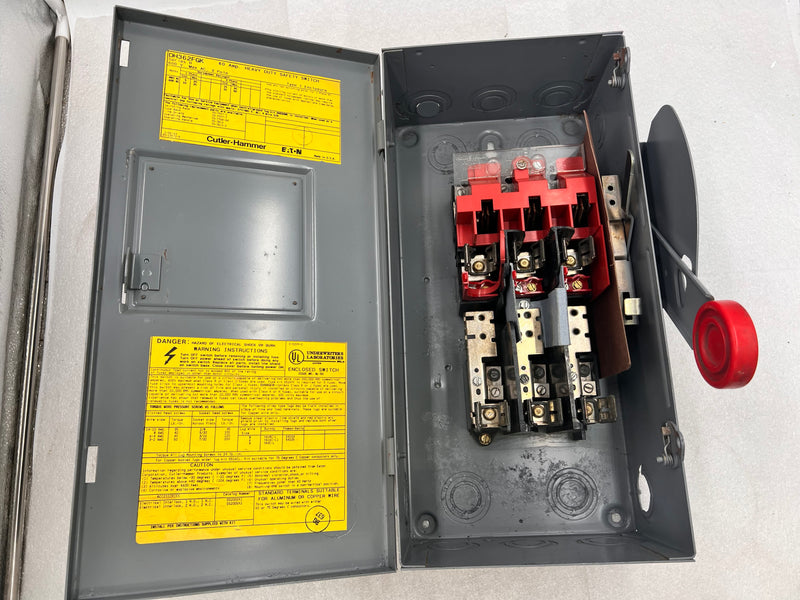 Eaton/CutlerHammer DH362FGK, 60A, 3 Pole, 600VAC, Fused, Nema1 Safety