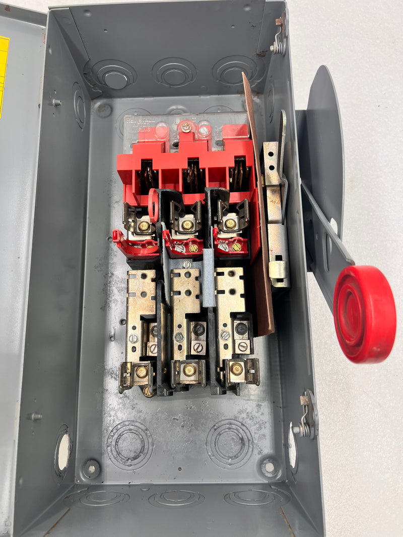 Eaton/CutlerHammer DH362FGK, 60A, 3 Pole, 600VAC, Fused, Nema1 Safety