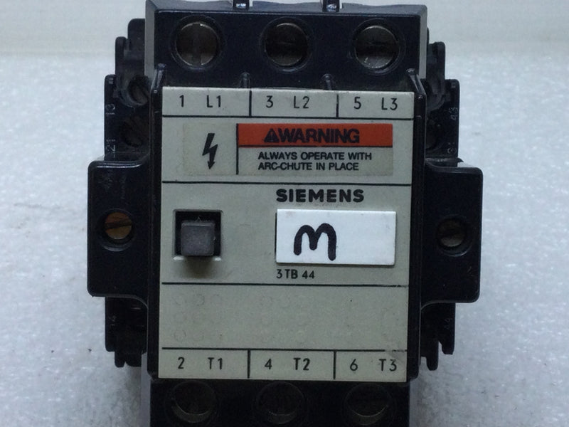 Siemens 3TB4417-OA 42Amp 600VAC Nema Size 1 Motor Control Contactor