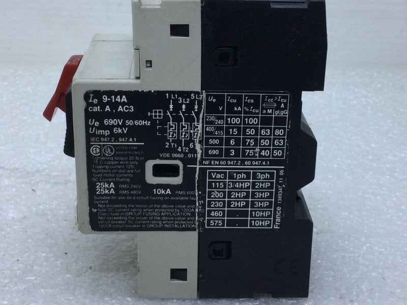 Square D/Telemecanique GV2-M16 6 Amp 690V Manual Motor Starter