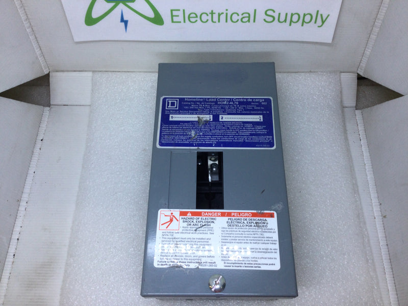 Square D HomeLine HOM2-4L70S 2-Spaces 4-Circuits 120/240V Indoor Load Center