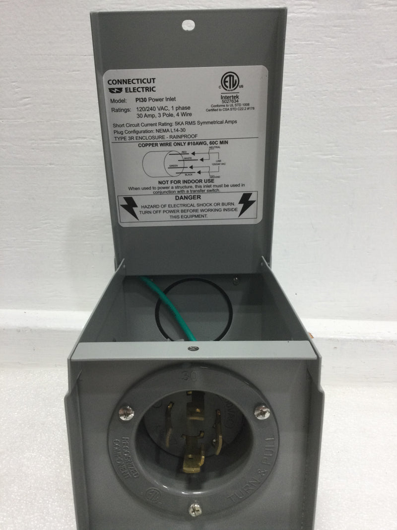 Connecticut Electric 30-Amp Power Inlet Box with Hinged Door, NEMA 3R