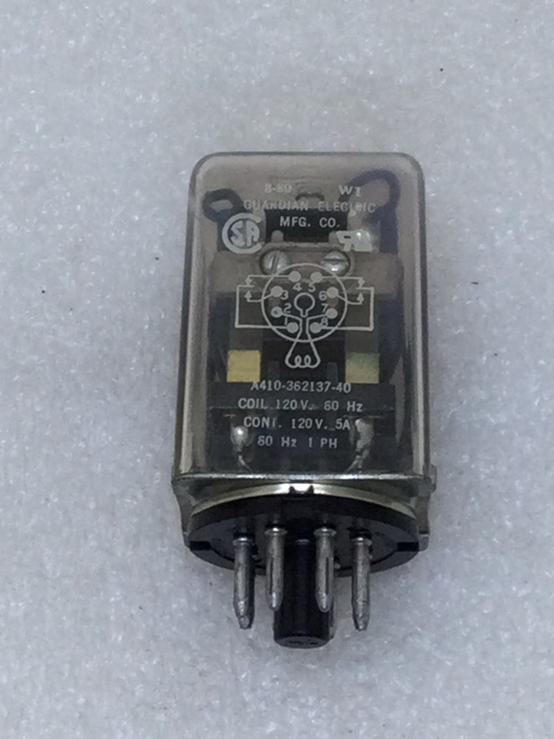 Guardian Electric A410-362137-40 5 Amp 120 VAC 8 Pin Ice Cube Relay
