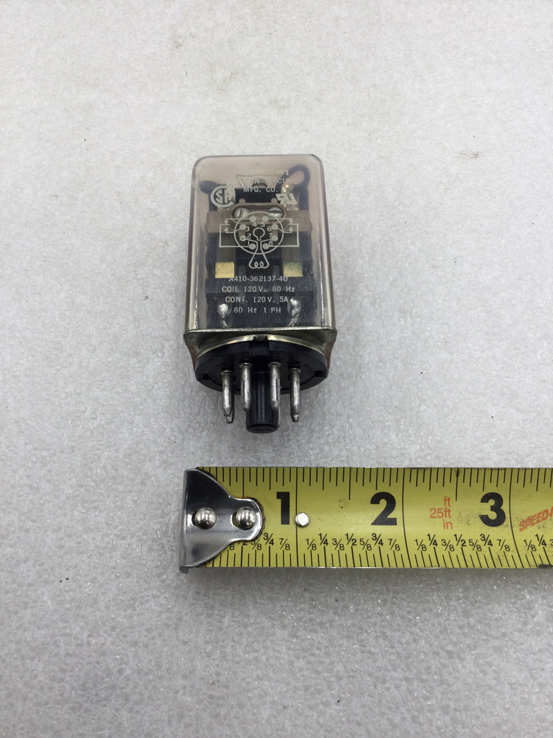 Guardian Electric A410-362137-40 5 Amp 120 VAC 8 Pin Ice Cube Relay