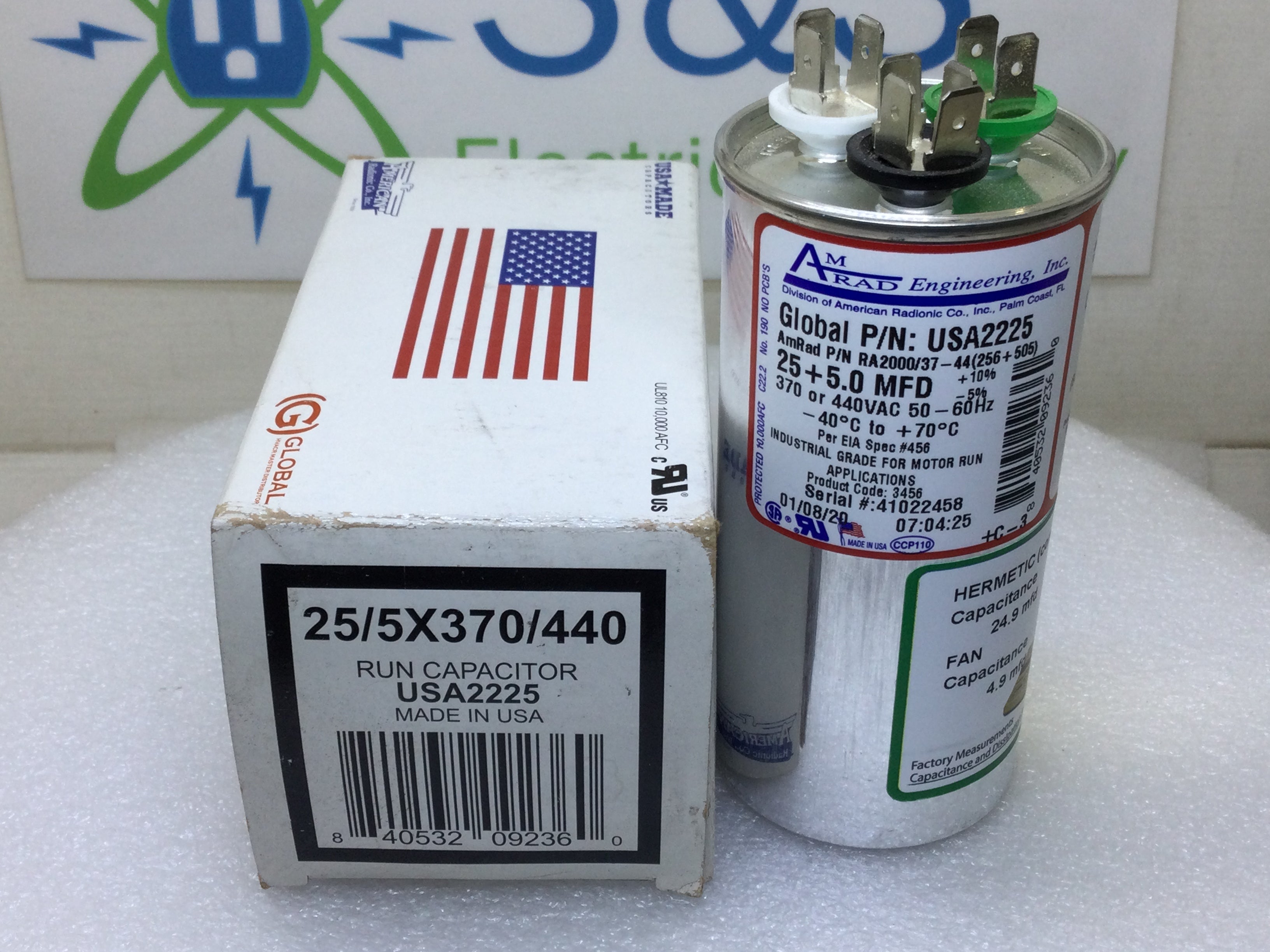 Amrad USA2225 25+5.0MFD +10%/-5% 370/440V 50/60Hz 70c/-40c Capacitor
