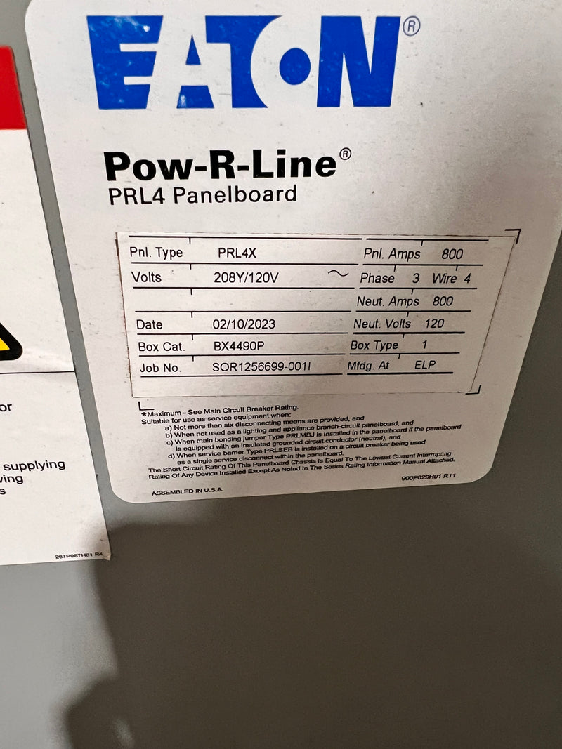 Eaton Cutler Hammer PRL4X 800 Amp 208/120V Panelboard Nema1 PDG53M0800