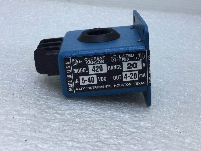 Katy Instruments 420-20 Current Sensor 20A 50/60Hz 5-40VDC In 4-20mA Out
