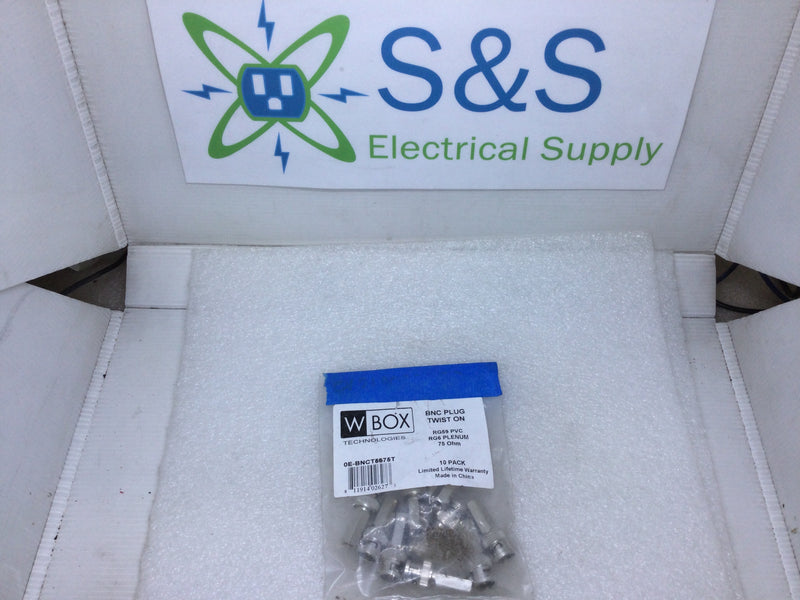 WBOX Technologies 0E-BNCT5675T BNC Plug Twist On RG59 PVC RG6 Plenum 75Ohm