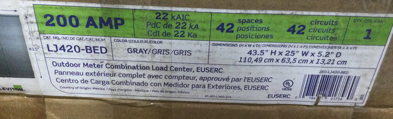 Leviton LJ420-BED 200 Amp Main  42-spaceoutdoor all-in-one meter load center combo