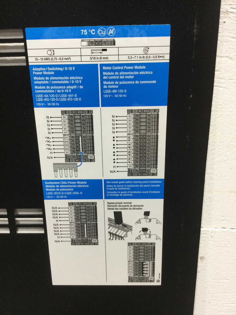 Lutron pd8-65a-120l3-15 120 V~ DIN Breaker Panel
