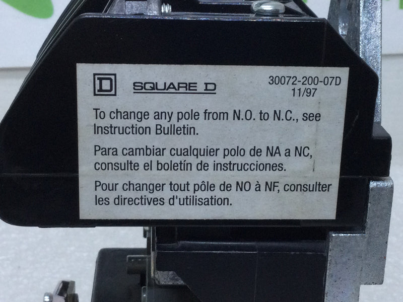 Square D 8903LO40 4 Pole 20 Amp 120V-60Hz 110V-50Hz Lighting Contactor