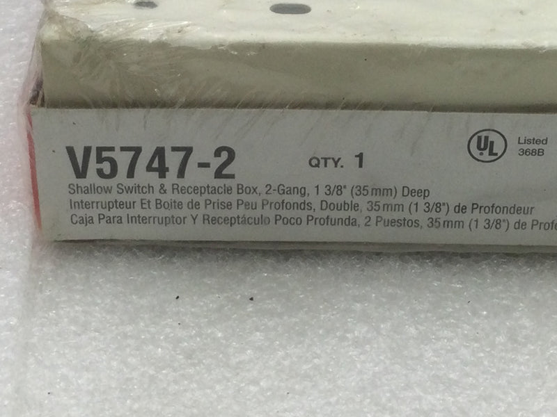 Wiremold V5747-2 Shallow 2 Gang Switch & Receptacle Box 1 3/8" Deep Ivory