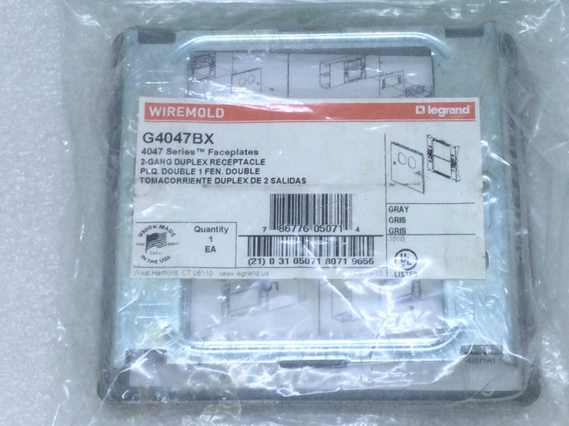 Legrand Wiremold G4047BX 4047 Series Faceplates 2-Gang Duplex Recep Gray Cover