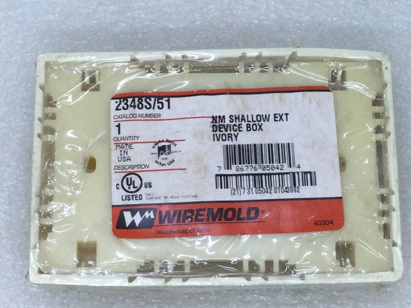 Wiremold 2348S/51 Paintable Non-Metallic Shallow Ext Device Box Ivory