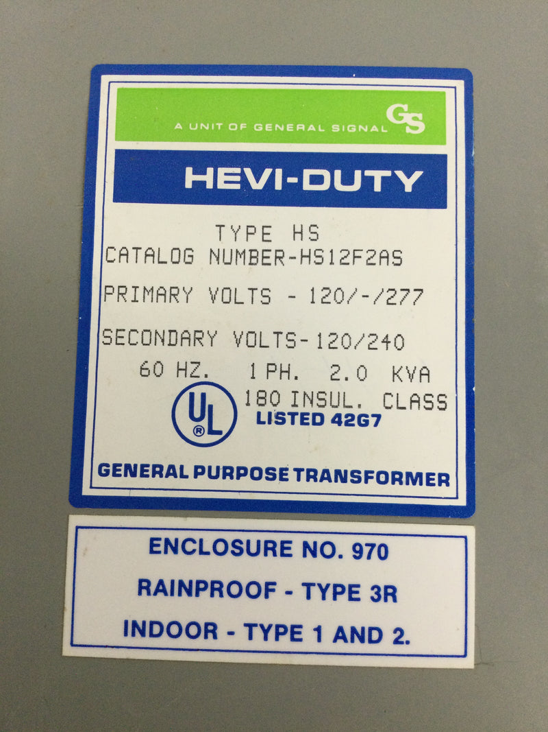 SolaHD Emerson General Signal HEVI-DUTY HS12F2AS Dry Type Distribution Transformer