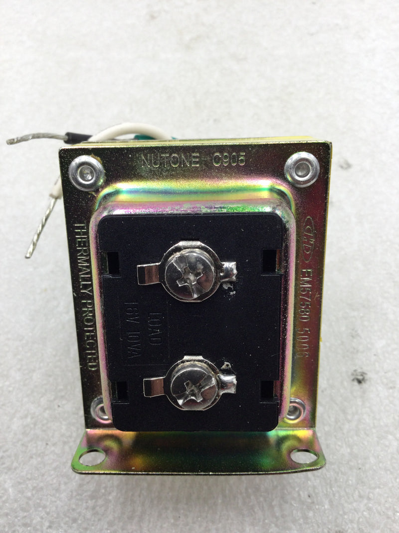 NuTone C905 10 VA Doorbell Transformer 120 VAC Primary 16 VAC Secondary