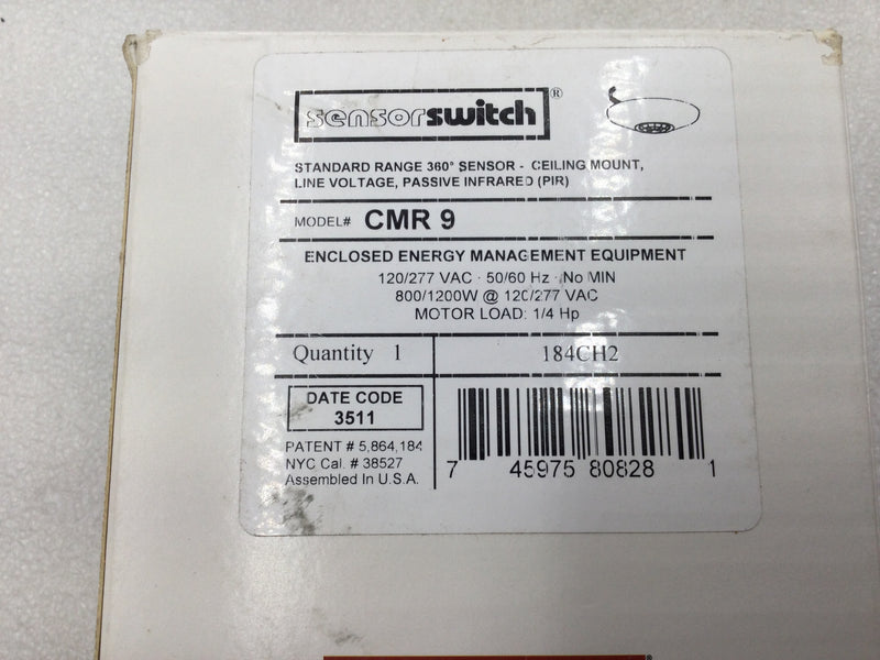 Sensor Switch CMR 9 12' 360 Degree Ceiling Mount Occupancy PIR Sensor 120/277V