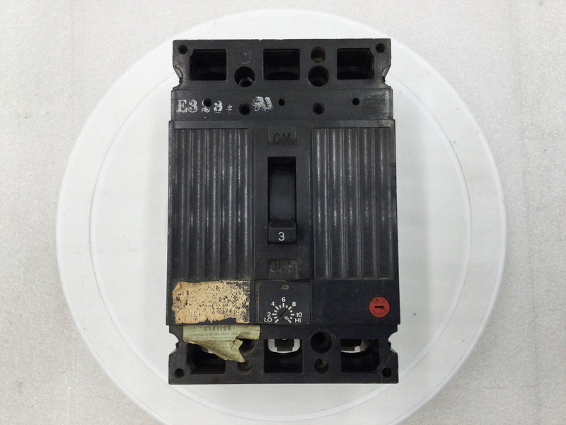 GE/General Electric 3 Amp 3 Pole Molded Case Circuit Breaker w/ Adjustable Trip