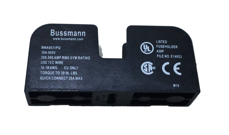 Bussmann BMS6031PQ 30 Amp Single Pole 600V Fuse Block Holder