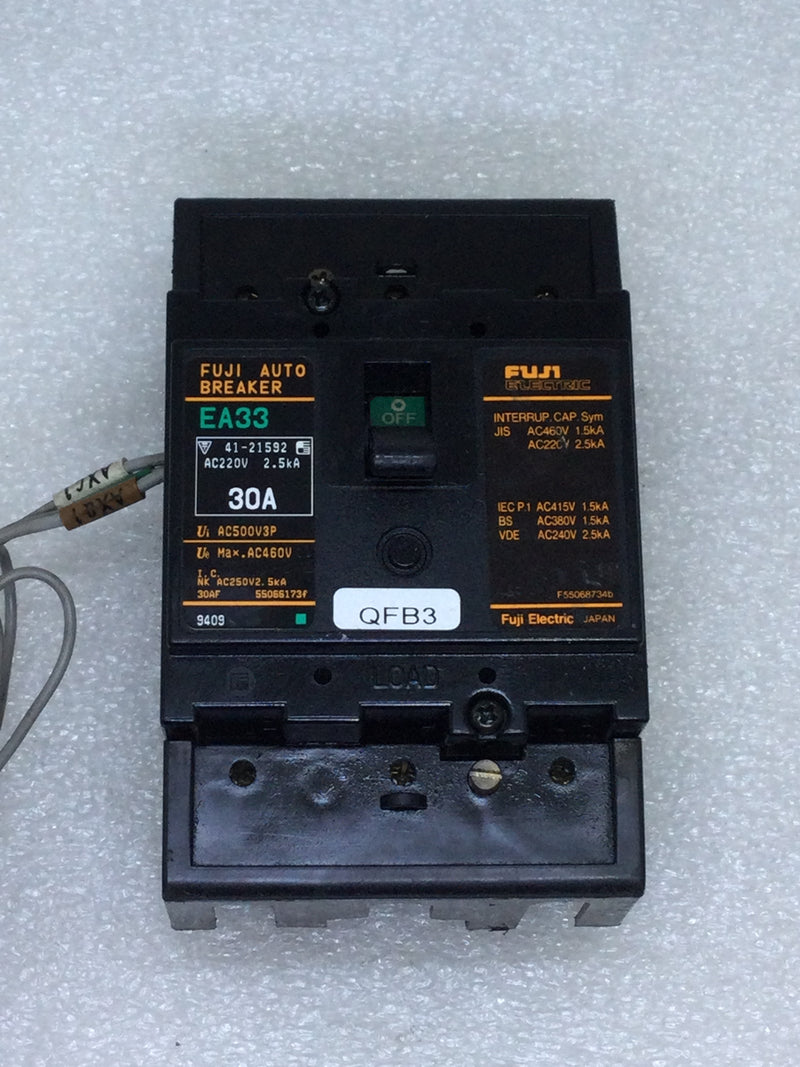 Fuji Electric Auto Breaker EA33 30A 3-Pole On/Off Switch